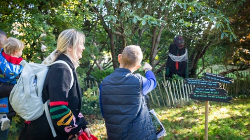 Family enjoying the Rowallane Garden Halloween trail